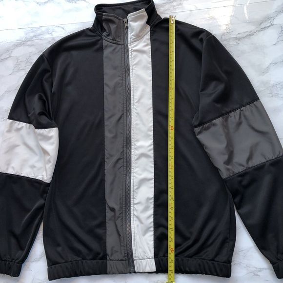 Topman Men's Sz Small Colorblock Track Style Jacket In Black White Gray Full Zip - Picture 4 of 11